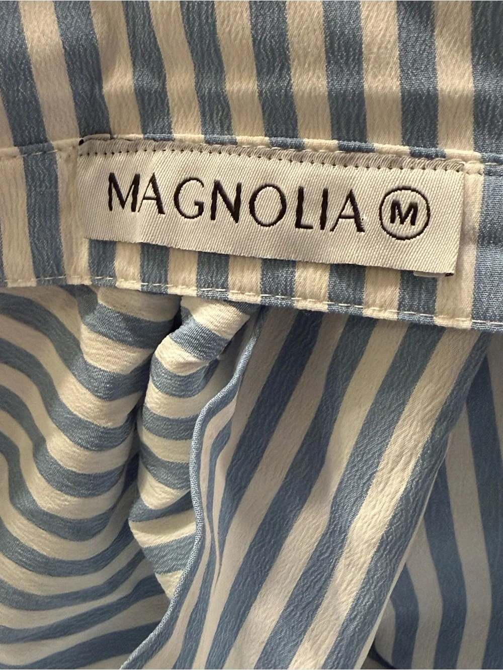 Magnolia Blue & White Striped Matching Set – Halter Top + Tailored Shorts Sz M/L